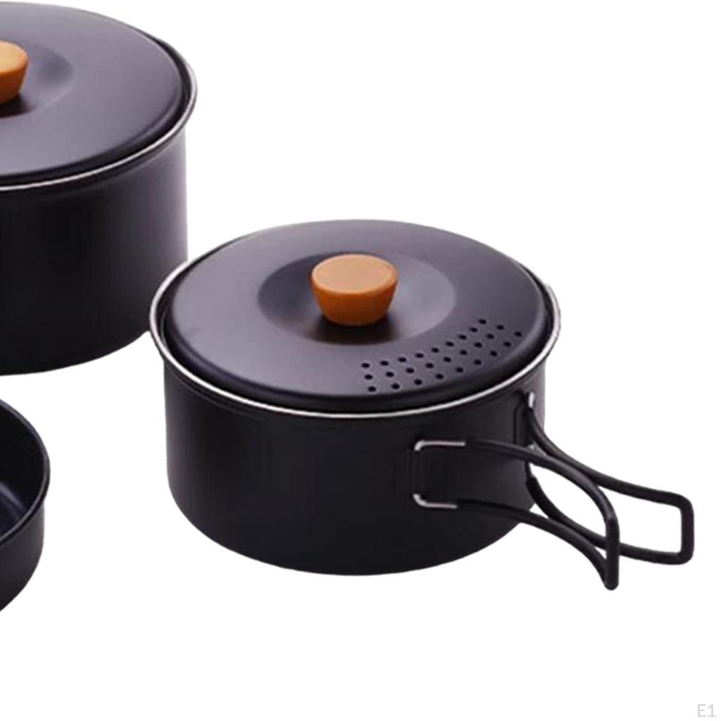3 Pieces Camping Cooking Set Cookware Pots and Pans for Campfire