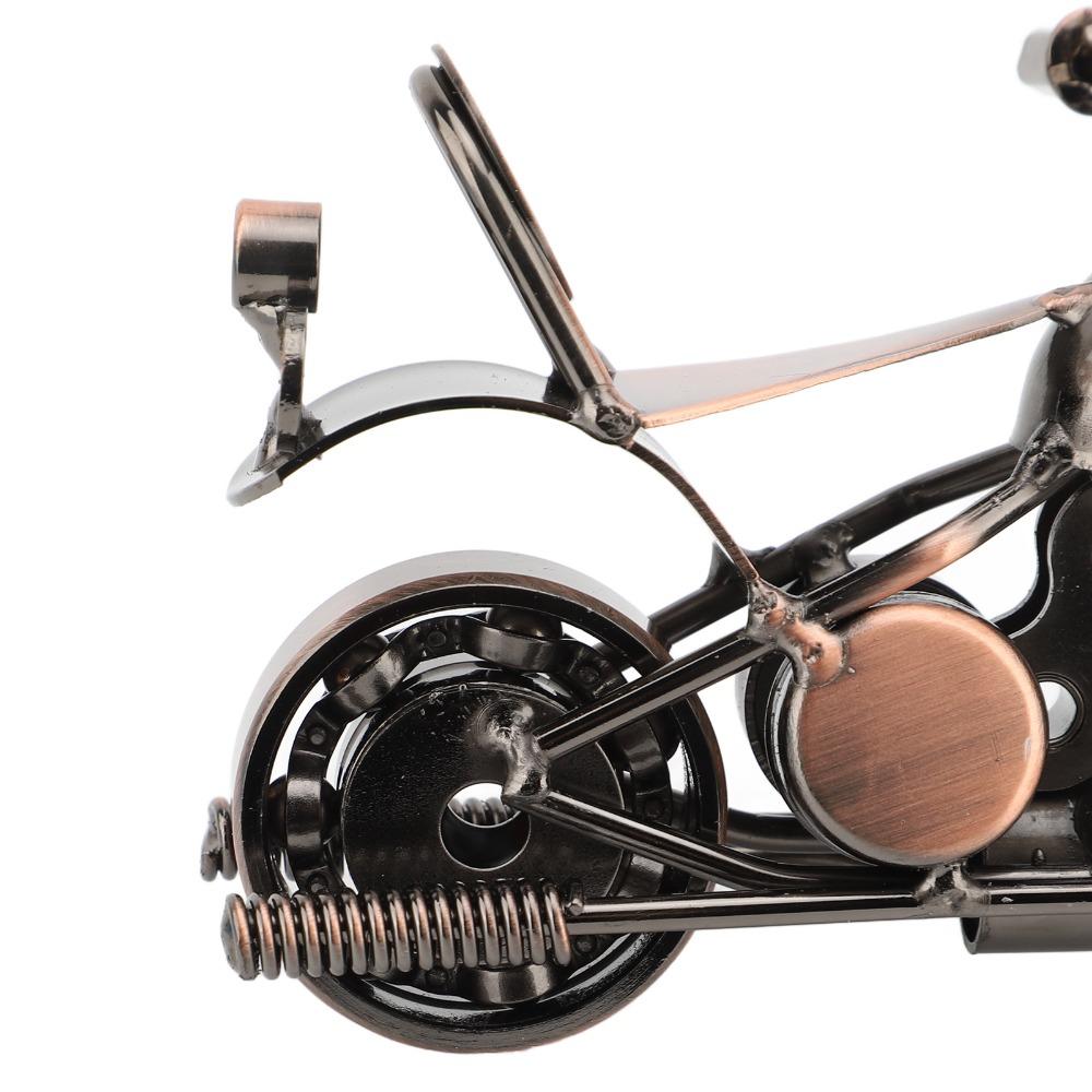 Movable Wheel Metal Motorcycle Model Handcrafted Metal Motorcycle Sculpture Home Decor
