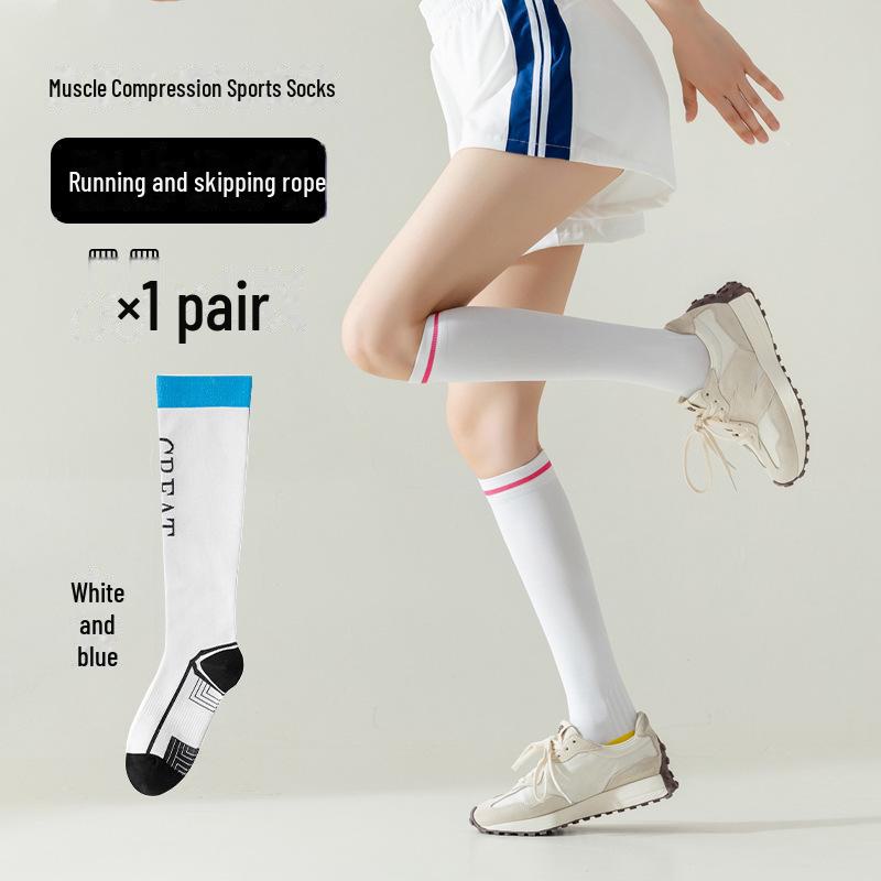 Women's Summer Compression Socks for Running, Cycling & Fitness - Anti-Varicose, Elastic Calf-Length Sports Socks