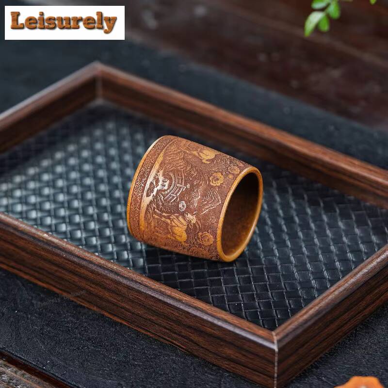 111ml Yixing Zisha Section Scribing Teacup Boutique Tea Bowl Set Of Cups Tea-tasting Fragrance Cup Jianzhan Master Cups Cha