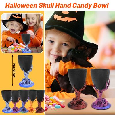 Stojak na miskę w kształcie szkieletowej dłoni - Gotycki Halloweenowy pojemnik na cukierki, dekoracje lub ekspozytor na drobiazgi - Zdejmowana miska - Drukowany 3D