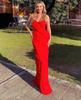2023 Spring/Summer Backless Spaghetti Strap U-Neck Off-Shoulder Wavy Bodycon Side Slit Maxi Dress