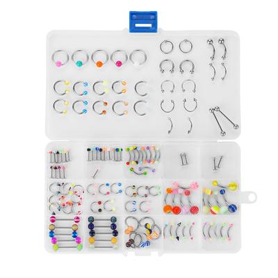 Set per Body Piercing Transfrontaliero: 110 Pacchetti Casuali, Include Piercing per Lingua, Naso e Ombelico