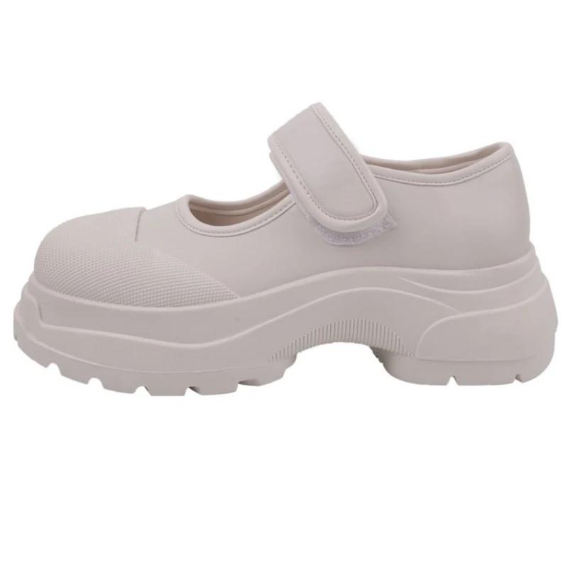 Fashion Retro Sle Versatile Large Head Mary Jane Sports Oes for Women Casual White Sneakers  Tape Nurse Oes Faionable Flats