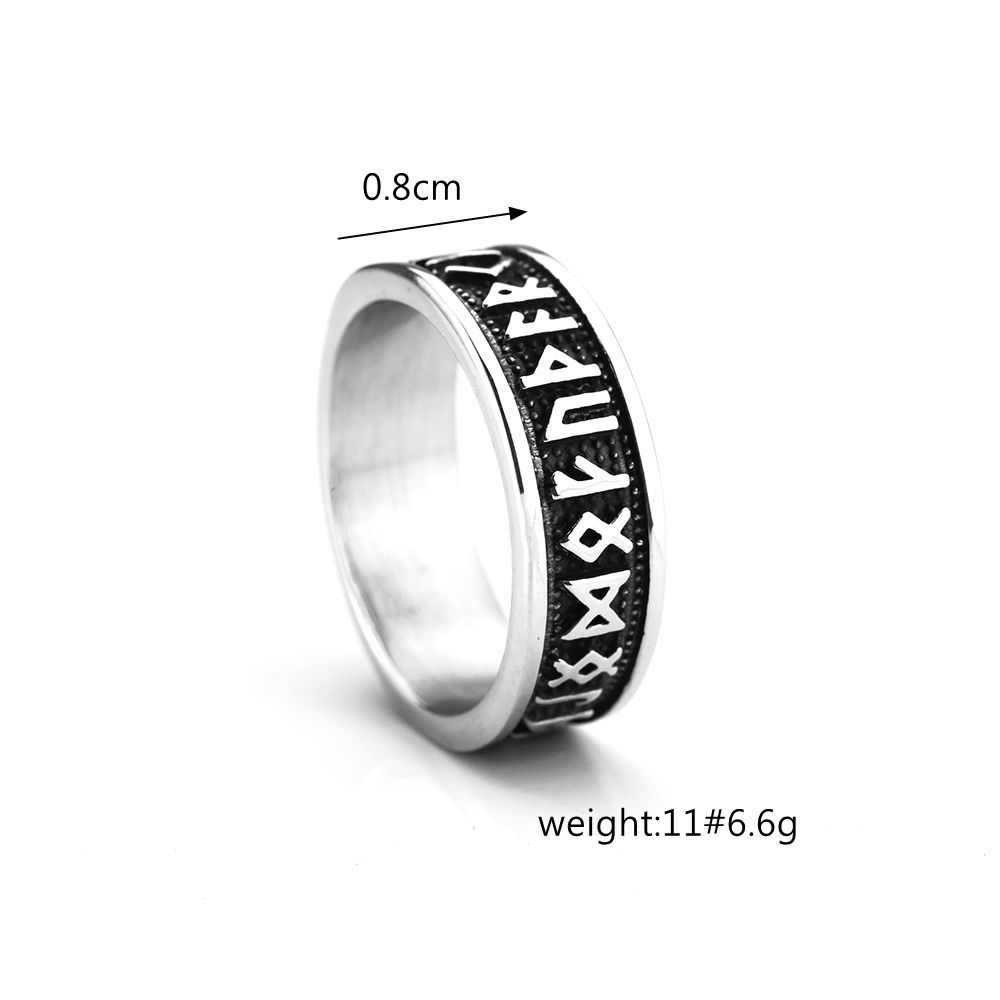 Anello Vikingo da Uomo in Acciaio Inossidabile Massiccio con Rune