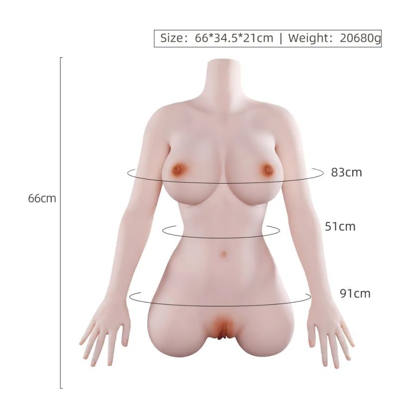 80cm Men's Sex Doll Soft Big Breast Real Skin Feel Half Body Vagina Sex Masturbation Cup Erotic Adult Sex Toy
