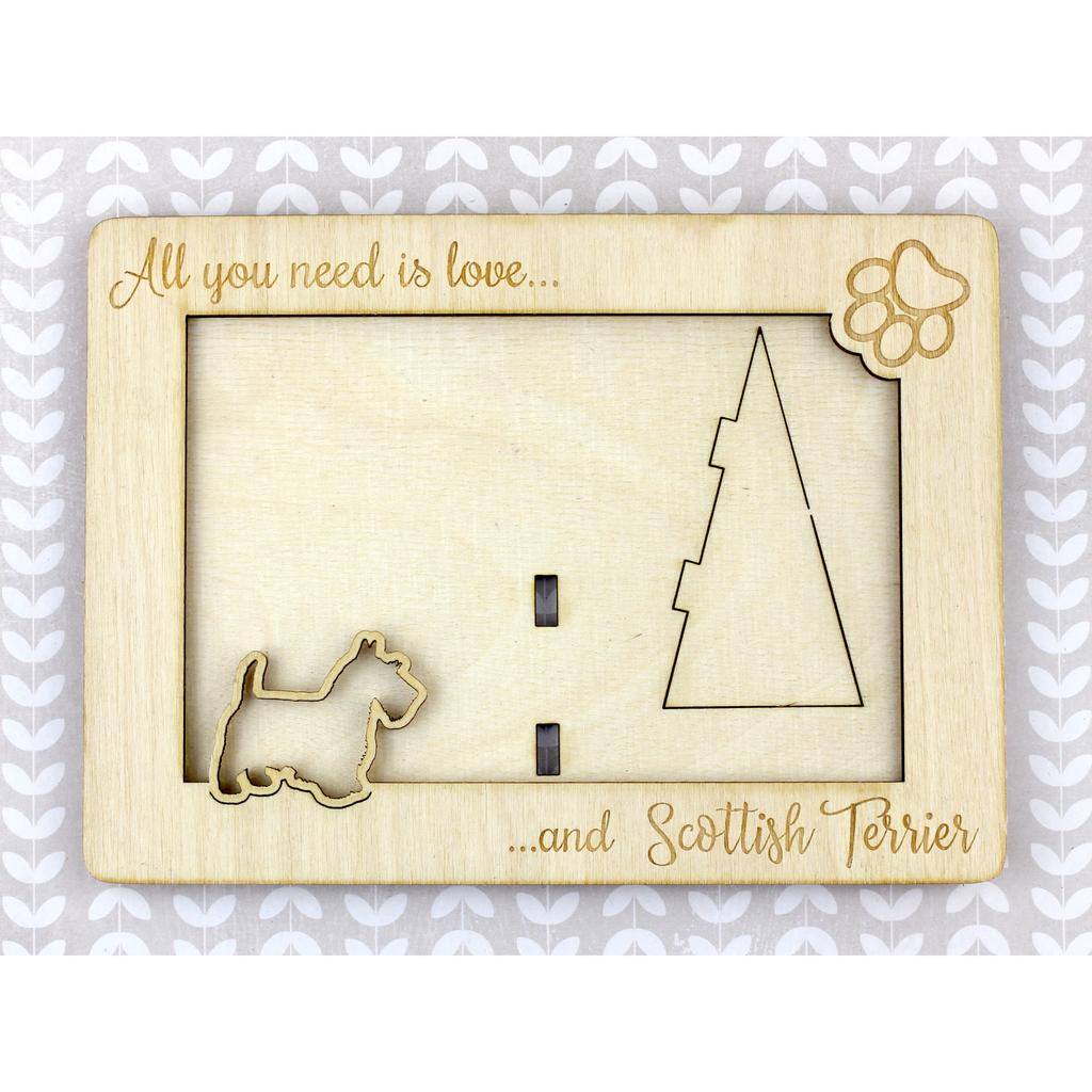 Scottish terrier, Aberdeen Terrier, Scottie, Aberdeenie - Photo frame, engraved wooden frame, a lovely gadget for the dog lover by Art-Dog