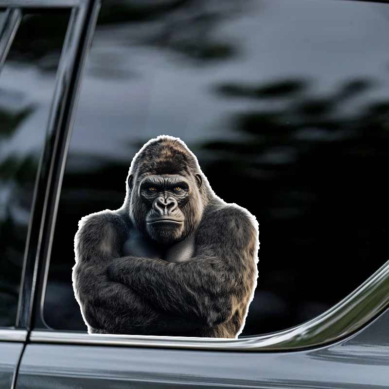 Adesivo Divertente Gorilla con le Mani Incrociate per Auto Vinile Impermeabile Decalcomania su Paraurti Finestrino Posteriore Laptop Decalcomania Autoadesiva Per Accessori Auto TM241