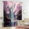 Flat Printing Curtains Without Rod Blossom Cascade Popular Curtain Fabric Outdoor Set Of 2 Made Polyester Machine Washable