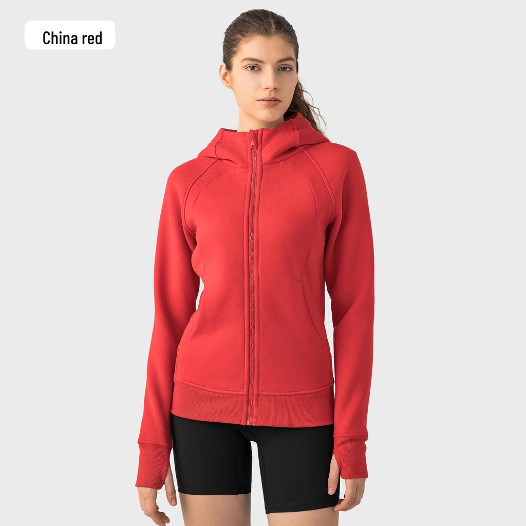 Women's Thickened Hooded Sports Jacket for Autumn/Winter - Casual Outerwear for Yoga & Fitness