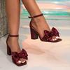 Fashion Elegant Bow Decoration High Heel Sandals Women Sexy Open Toe Square Heel Brand Designer Shoes Fashion Comfort Banquet Dress Shoe