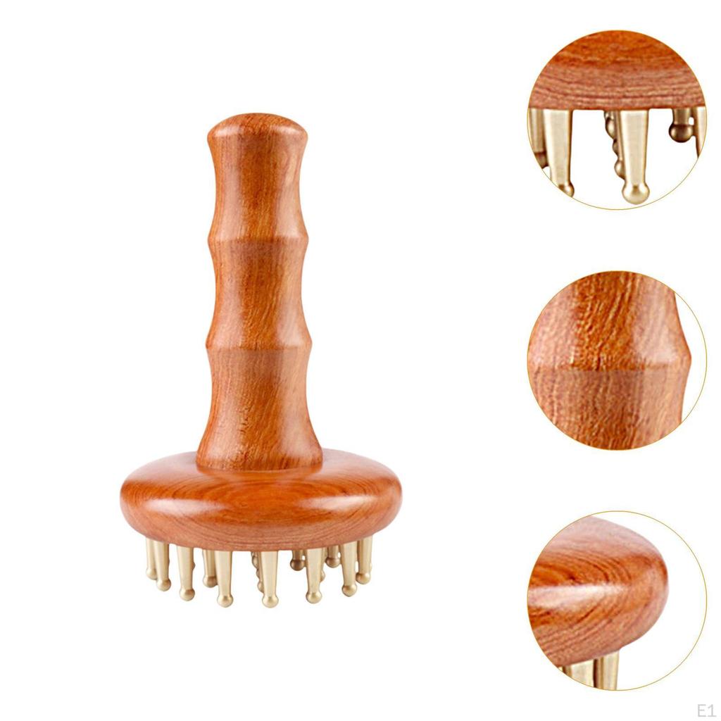 Wooden Massage Body Brush Handheld 29 Brass Tooth Home Travel Deep Tissue Family Office Adults