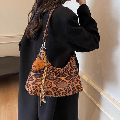 Retro Foreign Tote Bag Women's 2025 New Autumn Fashion Leopard Print Large-capacity Shoulder Bag To Work Commuter Women's Bag