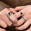 Retro Temperament Geometric Oval Maillard Tiger Eye Stone Flower Opening Ring For Women Designer Finger Jewelry Accessories Gift