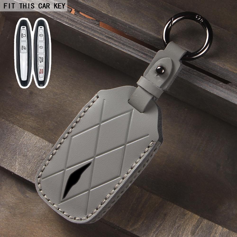 Leather Car Key Bag Case for Hyundai Genesis GV80 GV60 G90 G70 Holder Key Cover Key Chains