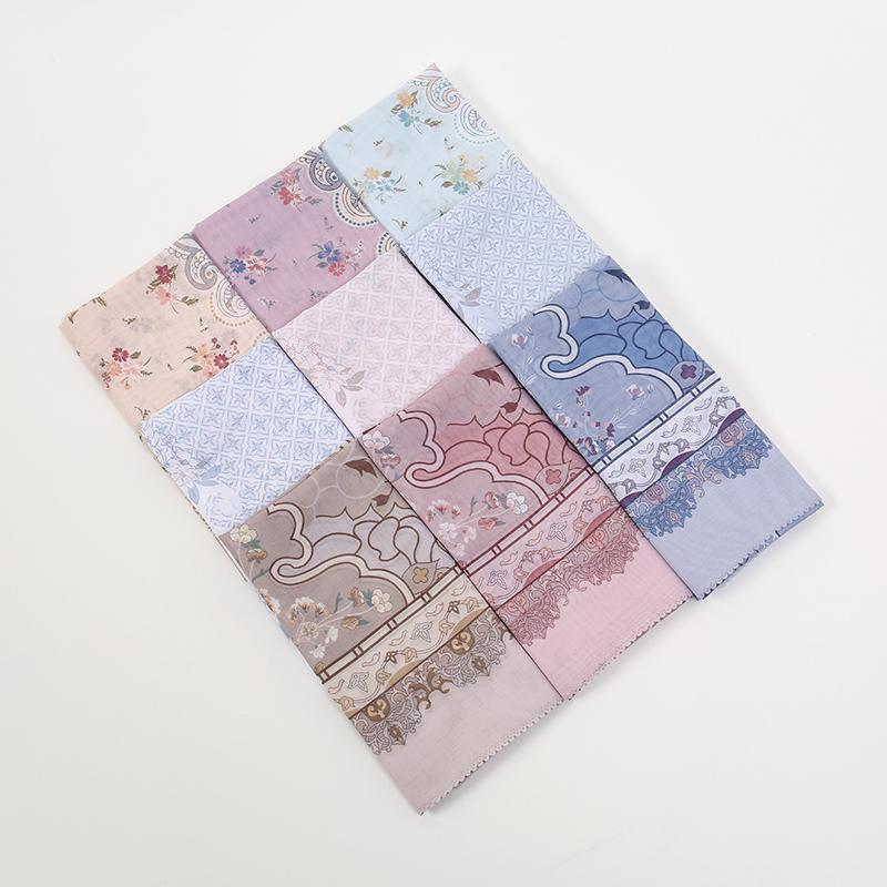 Novo Lenço Quadrado Hijab Estampado Floral de 110cm Cobertura de Cabeça de Verão Respirável para Mulheres Muçulmanas Xale da Moda Cachecóis Faixa de Cabeça