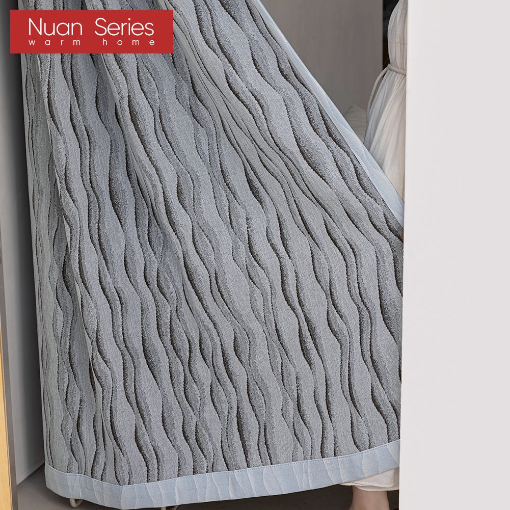 1PC Nuan Series Elegant Solid Color Blackout Curtain Double-sided Chenille Jacquard Thick Curtains for Bedroom Living Room Window for Home Decor