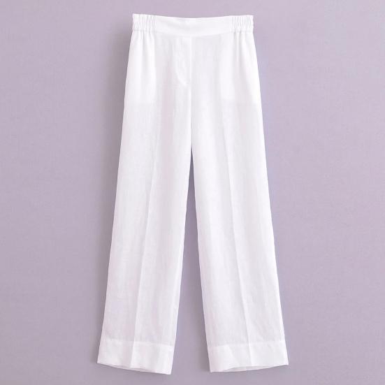 

Женские повседневные рабочие брюки, эластичные, с высокой талией, однотонные, прямые, широкие, длинные брюки с карманами, повседневная одежда S чёрный