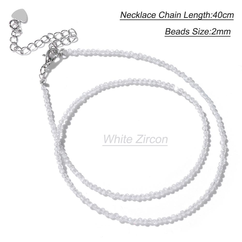 2mm Natural Crystal Beads Necklace Tiger Eye Stone Black Spinel Mix Quartzs Choker Clavicle Chains For Women Men Jewelry