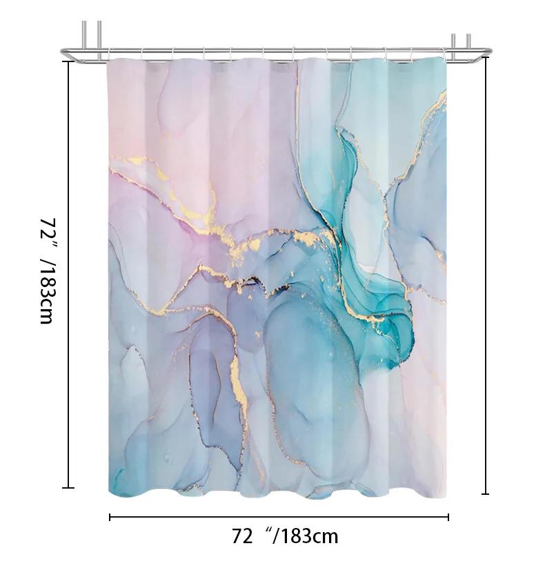 Modern Art Marble Gold Foil Bathroom Set Waterproof Anti Mold Shower Curtain