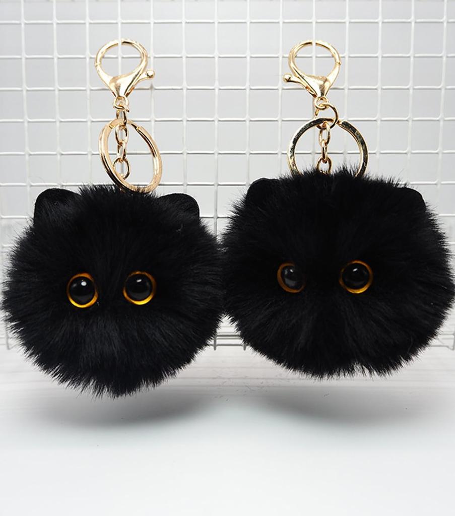Looking Pompom Flauschiger Plüsch Schlüsselanhänger Schlüsselanhänger Weiße Katze Niedlich Flexibel Detailliertes Fell
