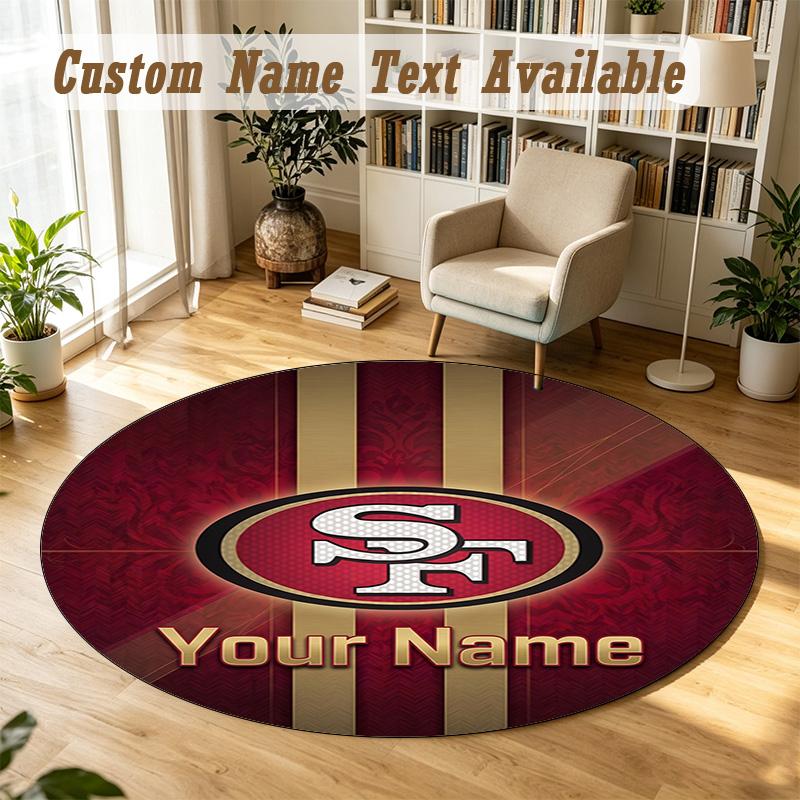 Round Rug Custom NameSan Francisco 49ers Pattern Non Slip Carpet Home Floor Decor