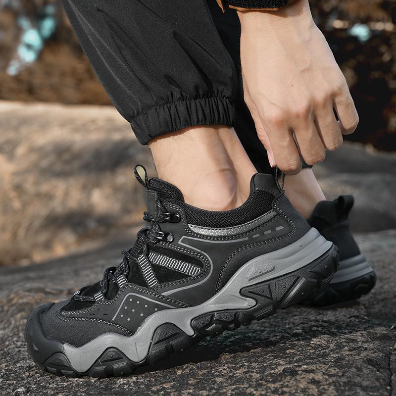 Fashion Lace-Up Genuine Leather Sneakers Fashion Non-slip Walk Footwear Luxury Brand Male Treking Footwear New Outdoor Men Hiking Shoes