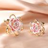 Women Brooch High-Gloss Rhinestone Inlay Sparkling Enamel Rose Flower Design Lapel Pin Non-Slip Buckle Scarf Badge Clothing Bags Accessories