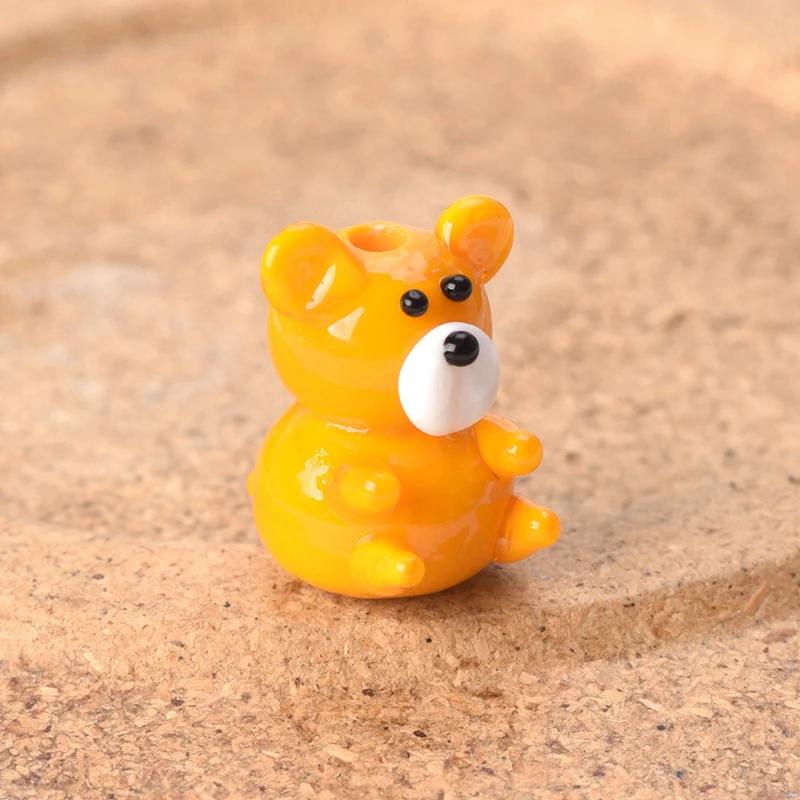 2pcs Bear 15x20mm Handmade Lampwork Glass Loose Beads for Jewelry Making Accessories DIY Crafts Findings