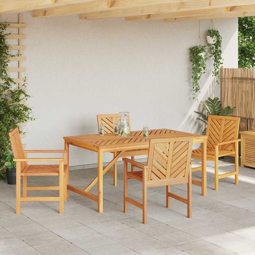 Garden Dining Set 5 pcs Brown Solid Acacia Wood