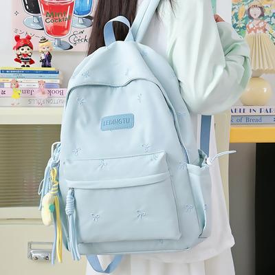 Japanese Ins High School Student Schoolbag Female, Junior High School Student College Backpack Solid Color College Student Simple Versatile Backpack