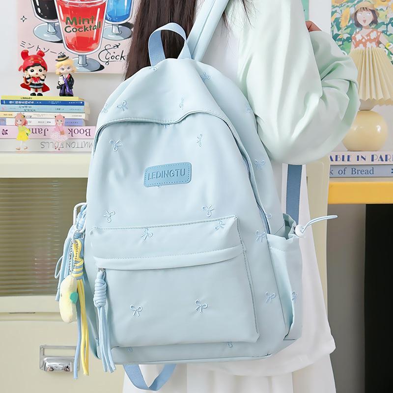 Japanese Ins High School Student Schoolbag Female, Junior High School Student College Backpack Solid Color College Student Simple Versatile Backpack