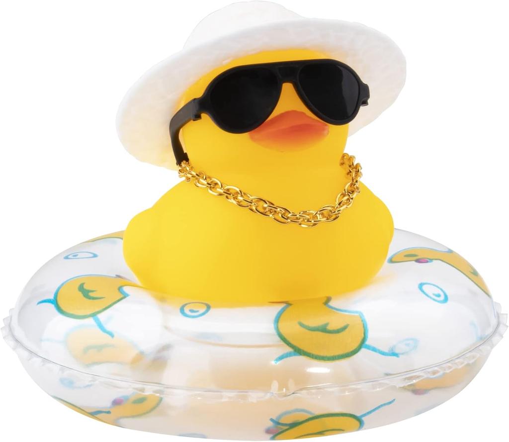 Car Rubber Duck Dashboard Yellow Duck Decoration For Car Dashboard Decorations Duck Toy With Swim Ring