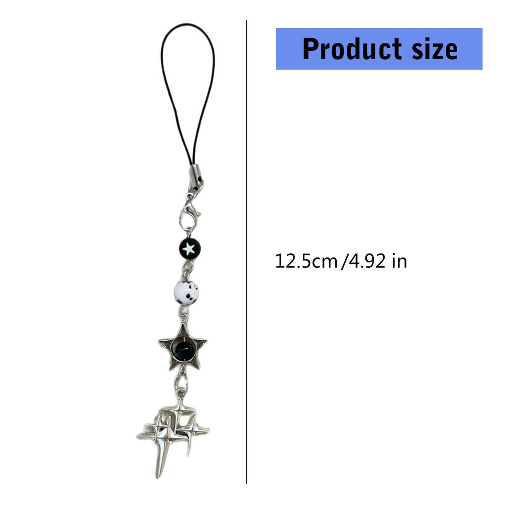 Stylish Beaded Star Phone Chain Multifuntional Beads Accessory Keyring Decors Phone Strap for Fashion Enthusiasts