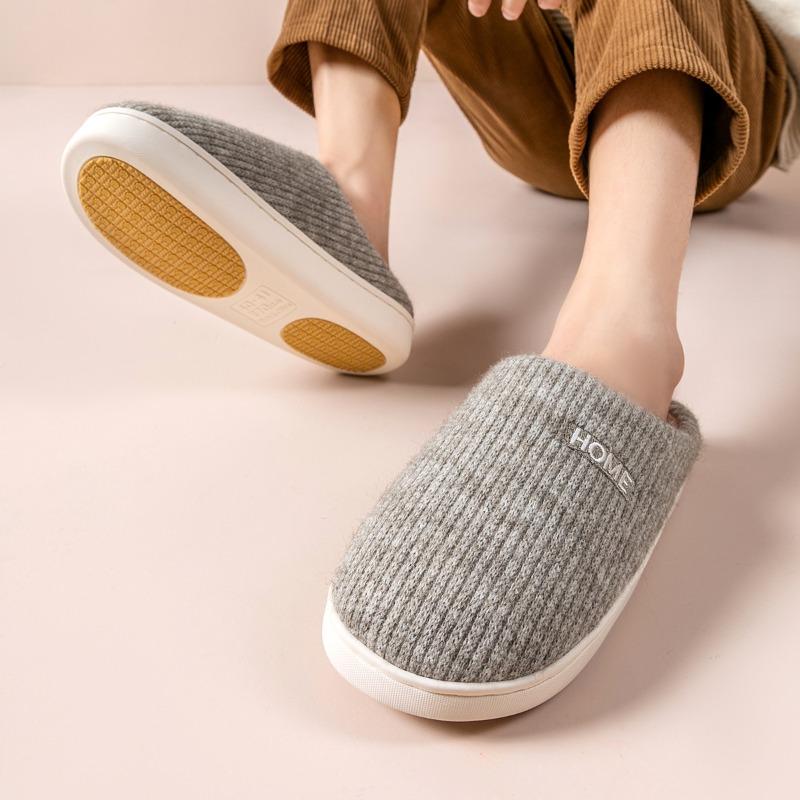 Cotton Slippers Men's Autumn and Winter Indoor Home New Thick Bottom Non-slip Plush Warm Bag Head Slippers Women's