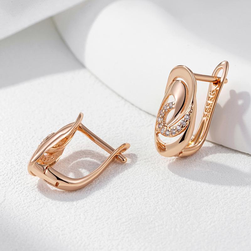 New  Rose Gold Color Drop Earrings For Girl Fashion Natural Zircon Accessories Child Gifts High Quality Daily Jewelry