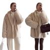 Autumn and winter thickened high-quality mink hair jacket waist slim green fruit collar imitation fur coat warm fur top women