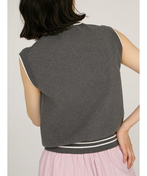 Emi Collared Knit Free Size Vest, 13WNT254087, Women's, Gray,