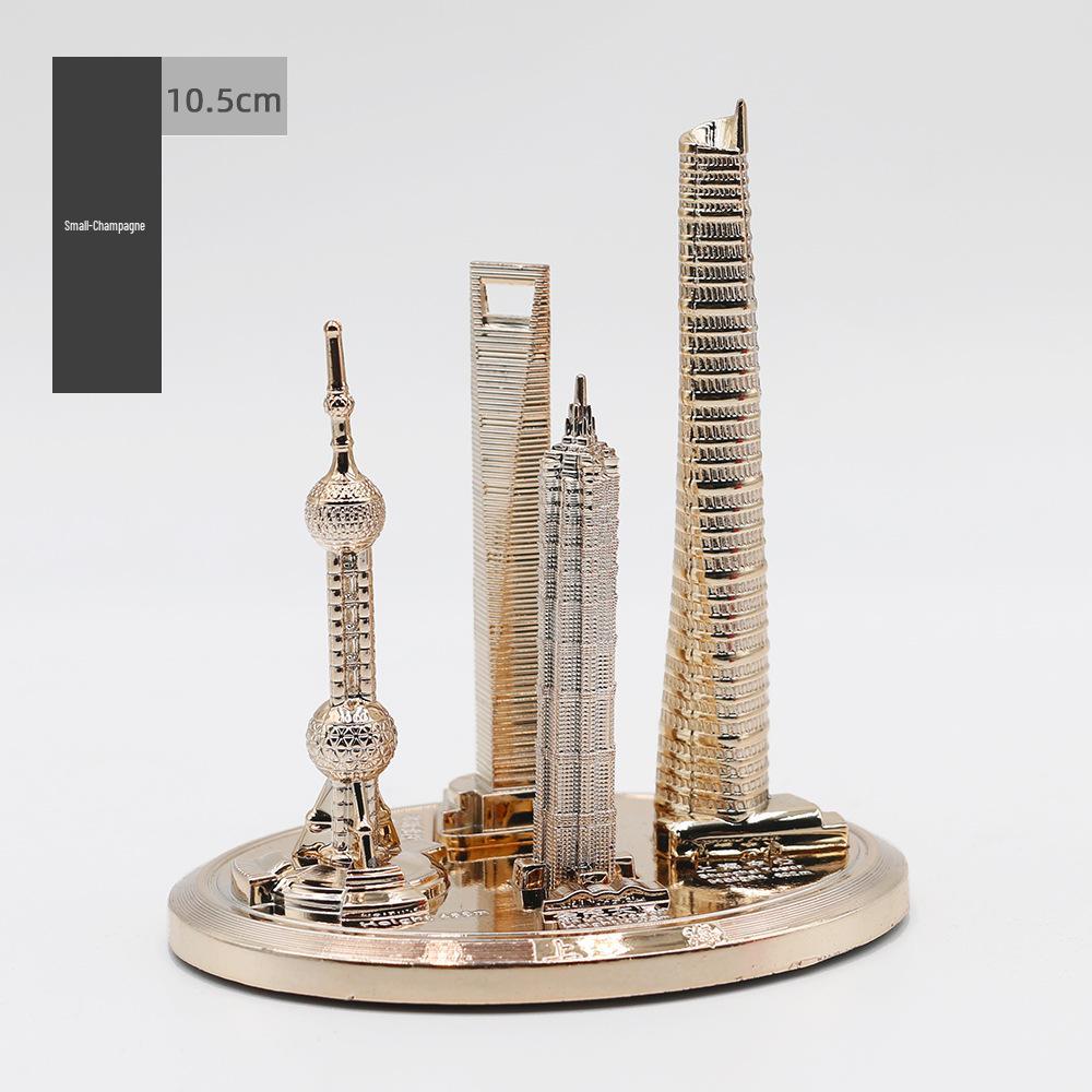 Shanghai Landmark Building Model: Oriental Pearl Tower, World Financial Center, Jin Mao Tower - Metal Creative Handicraft