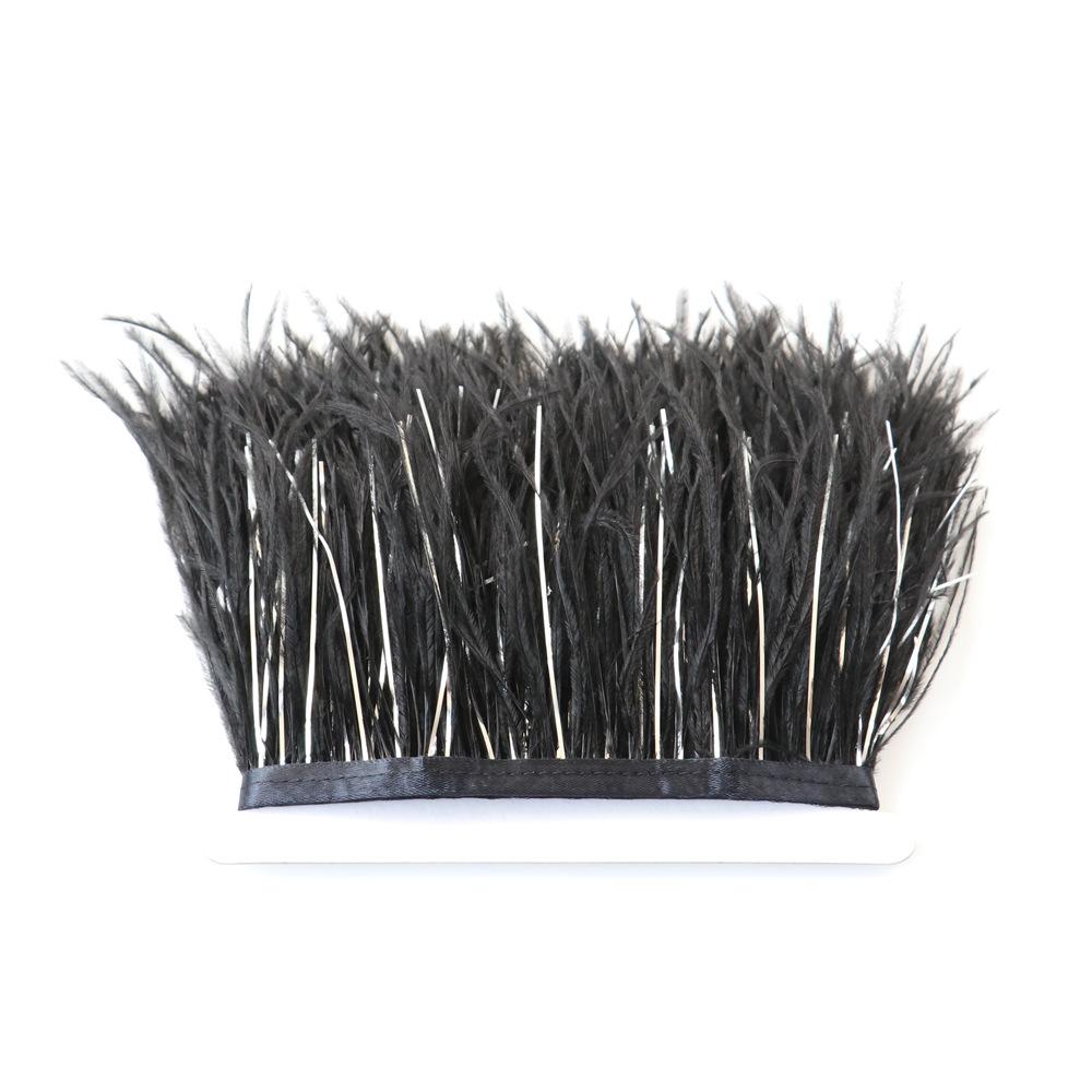 10-15cm Pštrosí peří se stříbrným hedvábným lemem, jevištní rekvizity, šaty, sukně, pštrosí peří, krajka, DIY