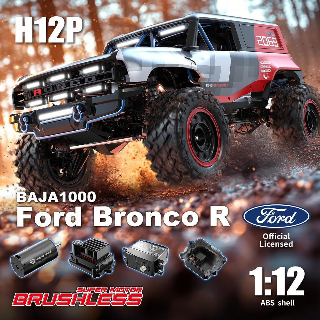 MJXRC H12P 4WD Brushless Alloy Metal Run Bronco Baja Officially Licensed Ford Includes Japanese Certified in Japan 112 Radio-Controlled Crawler,