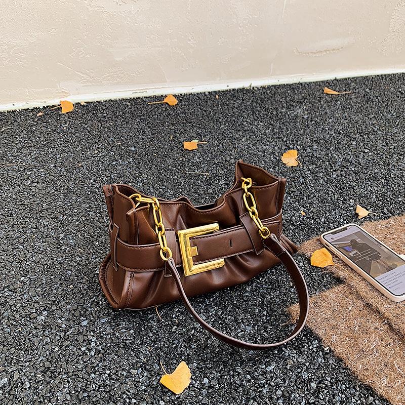 Light luxury niche portable tote bag women's 2025 new high-end pleated clutch bag exquisite shoulder armpit bag