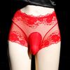 Japanese flower vine lace underwear men with jj cover hip lift thin sexy transparent seamless mesh briefs