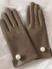 Elegant Women Pearls Sheepskin Genuine Leather Gloves Motorcycle Riding Gloves Female Accessories Mittens Autumn Winter Gloves