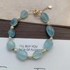 Natural Aquamarine Irregular Beaded Bracelet With Freshwater Pearl Extender Chain Boho Chic Womens Handmade Jewelry