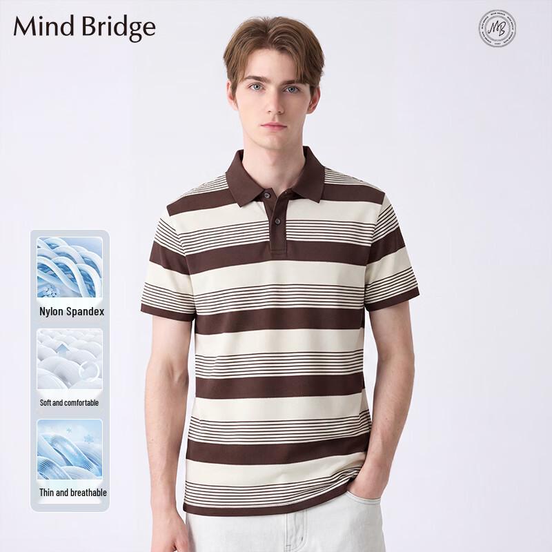 Mind Bridge Striped Color Block Short Sleeve Polo Shirt M