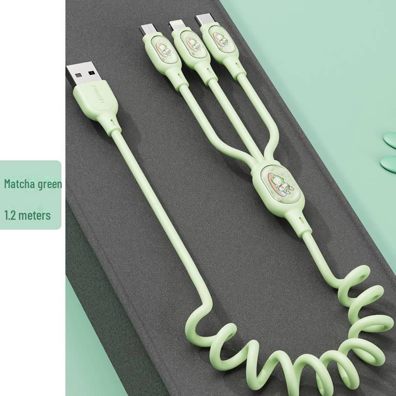 PISEN 3-in-1 Retractable Data Cable for Apple, Huawei, and Type-C Devices