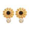 Euro-American style stainless steel flower earrings for women, high-end versatile ear jewelry, non-fading sunflower studs