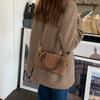 Zipper Faux Suede Cylinder Bag Y2K Women's Handbag Simple Boston Crossbody Bag  Girls