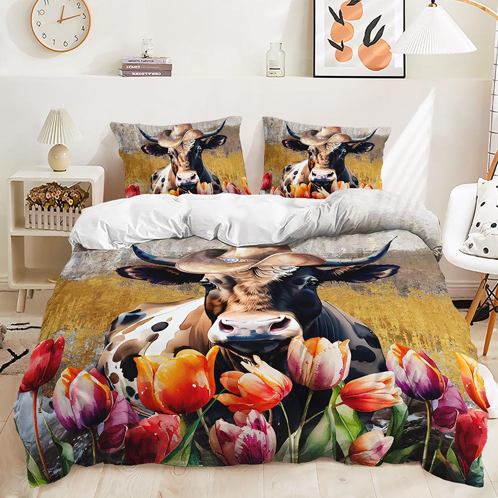 Animal Bedding, Plant Flowers, Bedroom Duvet Covers and Pillowcases, 2/3pc Single Bed, 3D Printed Duvet Cover Set, Gift